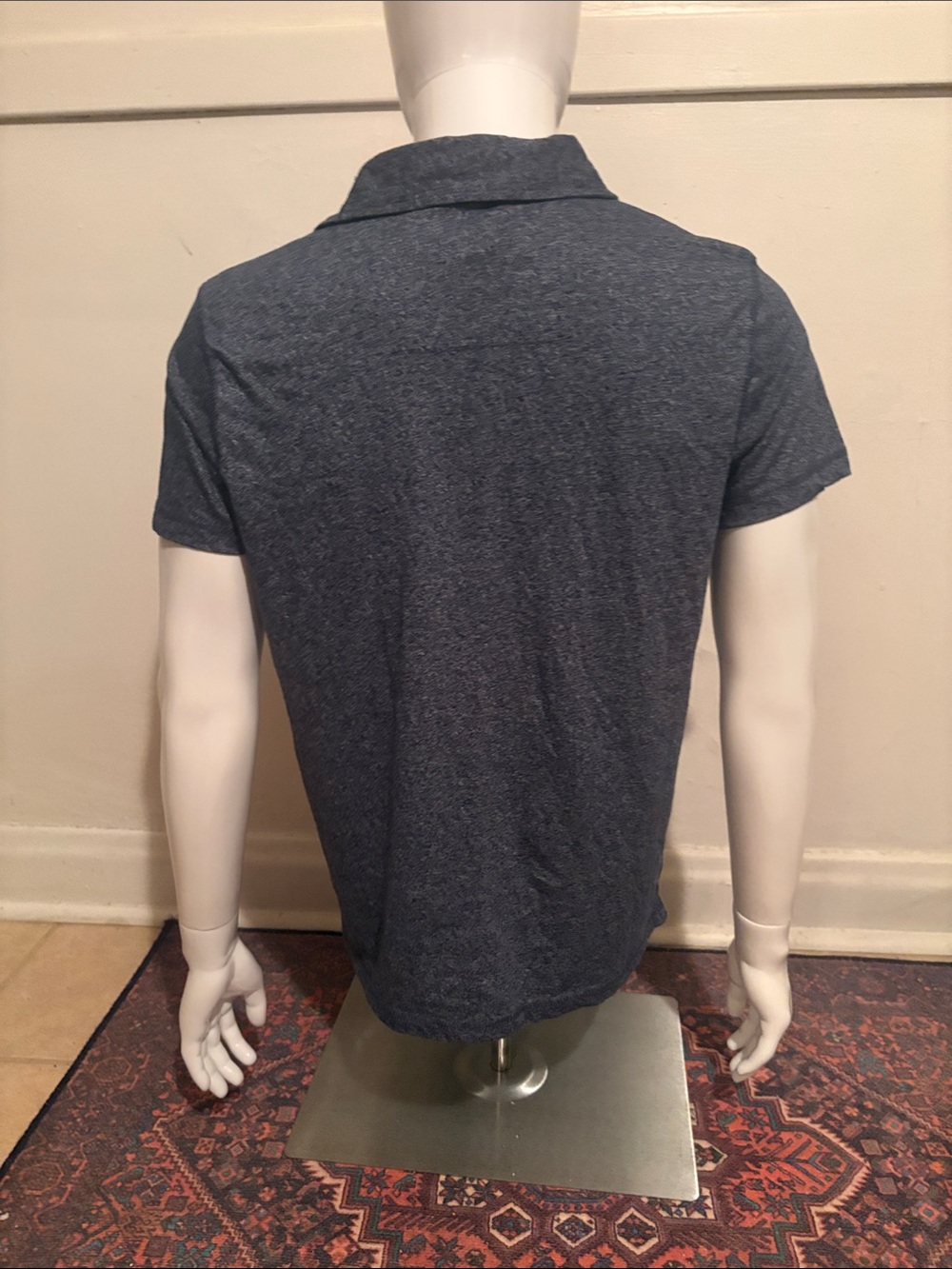 Men's Heather Navy Polo Shirt - Picture 3 of 3